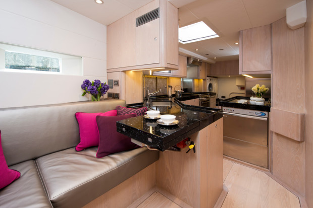 Oyster 885 interior with galley view