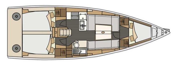 Elan E4 - 3 cabins layout