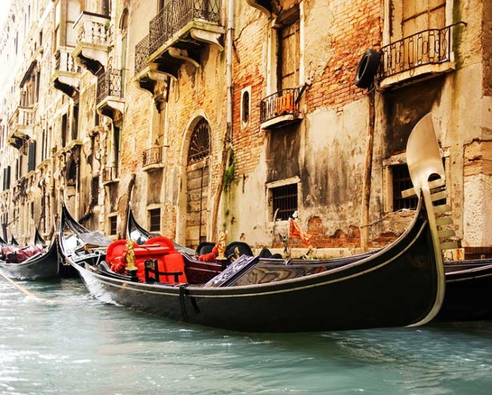 Gondola parked in Venice