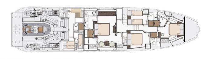 Azimut Grande 25 Metri lower deck layout plan
